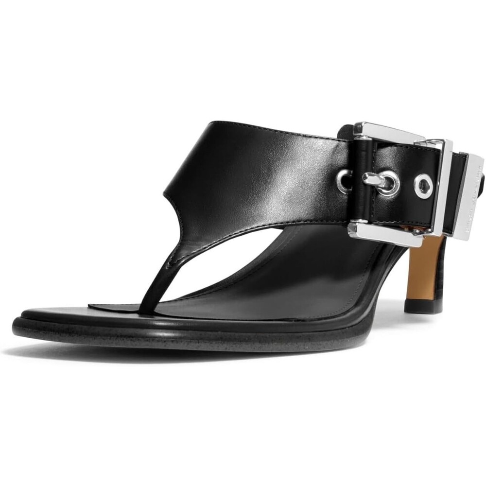 Michael Kors Rowen Heeled Thong Sandal Women's Black Leather Size 8